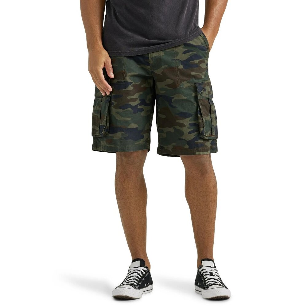 Lee Cargo Shorts Comfort Active Stretch Relaxed Fit Men's Size 46 Green Camo